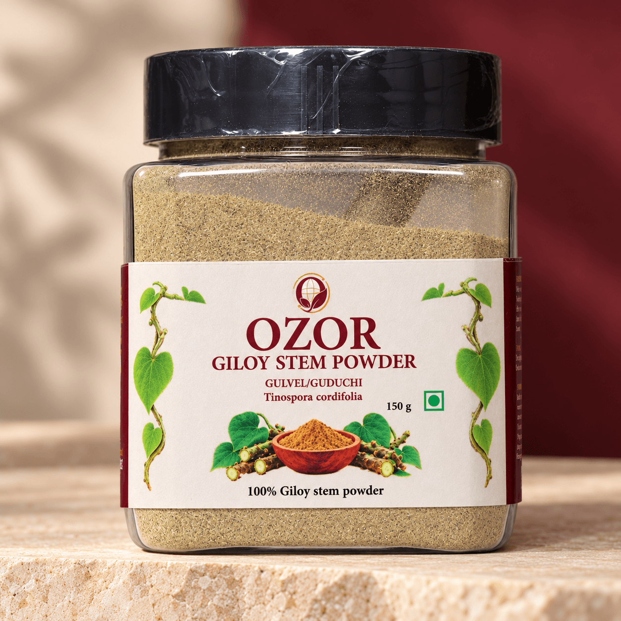 OZOR Giloy Stem Powder 150 g, jar on stone